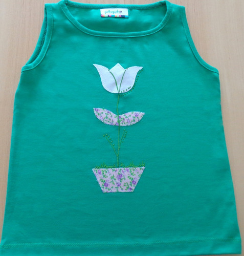 Original Musculosa De Moda Para Niñas - Con Aplique Tulipan