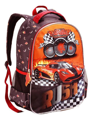 Mochila Carros Infantil Masculina Costas Escolar Dl1382 Cor Cinza-escuro Desenho do tecido Futebol