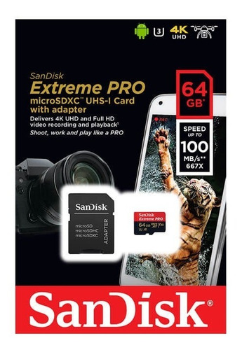Imagen 5 de 6 de Tarjeta de memoria SanDisk SDSQXCG-064G-GN6MA Extreme Pro con adaptador SD 64GB