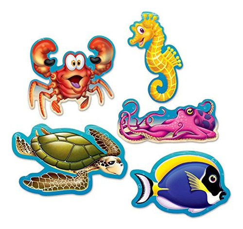 Beistle 54709 Mini Under The Sea Cutouts, 5'', Multicolor, 5