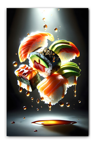 Cuadro Decorativo Para Comedor Restaurante Sushi No Canvas B