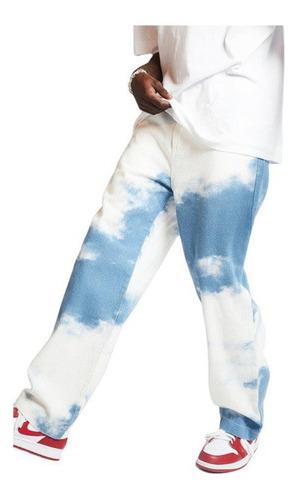 Pantalones Anchos De Mezclilla Con Estampado Tie-dye