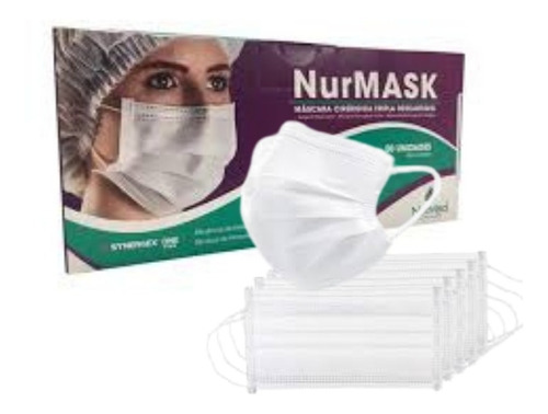 Mascara Nurmask Com 50 Unidades Tripla Com Elastico Branca Cor Branco