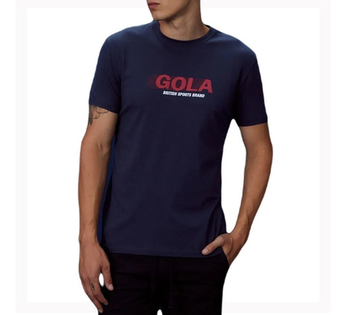 Remera Manga Corta Gola Institucional Hombre Azul Marino 3