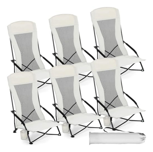 6 Pcs High Back Beach Chairs For Adults Low Seat Reclining