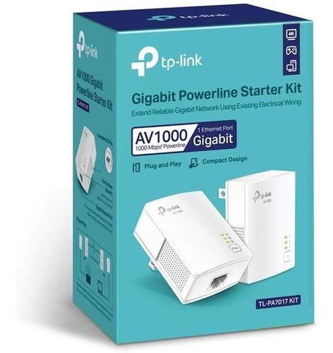 Adaptador Tp Link Powerline Kit Av1000 Gigabit Tl-pa7017p Ki