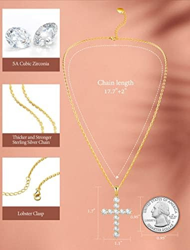 Jowaia Collares De Cruz De Plata De Ley 925 Para Mujer, Coll