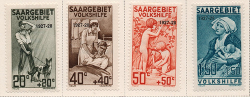 Saar - Sarre Serie X 4 Sellos Sobretasa Obras Populares 1928