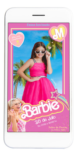 Invitación Digital Barbie Con Foto Para Whatsapp 