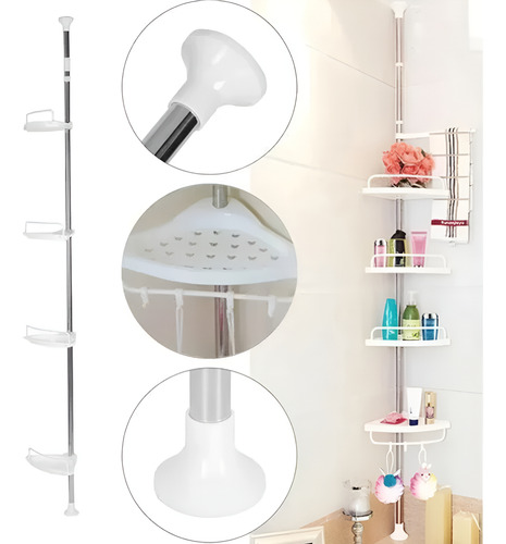Estante Esquinero Baño Inoxidable Organizado- Sin Taladro Blanco