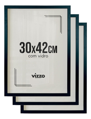 Conjunto 3 Molduras A3 30x42 Vidro Diploma Certificado Foto