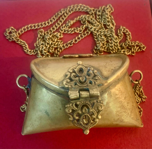 Antigua Vintage Mini Bolsa Bronce Con Broche