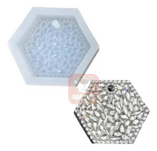 Molde Silicona Llavero Hexagonal Resina Textura Efecto Agua