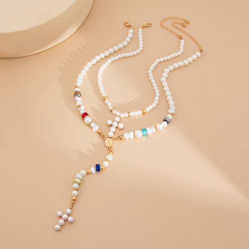 Collar De Cadena De Perlas De Imitación Con Colgante En Form