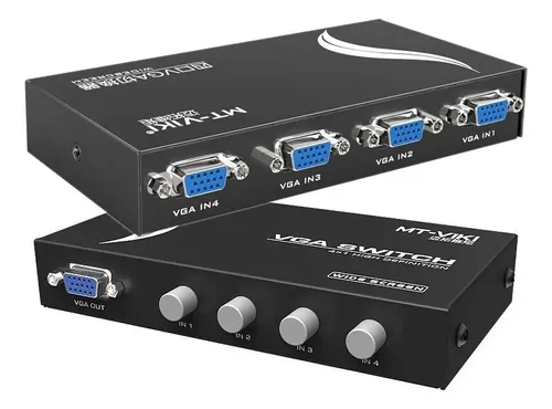 VGA KVM Switch 4 Port,4 in 1 Out 15 Pin Female 1920 X 1440 VGA Switch for PC TV Monitor Classroom Control Center