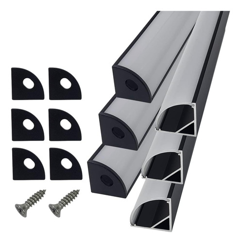 6 Piezas Perfiles Aluminio Negro Para Tiras Led Hogar Oficin