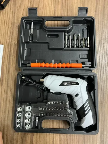 Kit Parafusadeira Elétrica Sem Fio Luatek 47 Chaves Fenda Philips