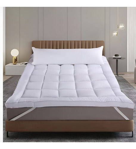 Cubrecolchón Topper Ultra Acolchado 2 Plazas Color Blanco