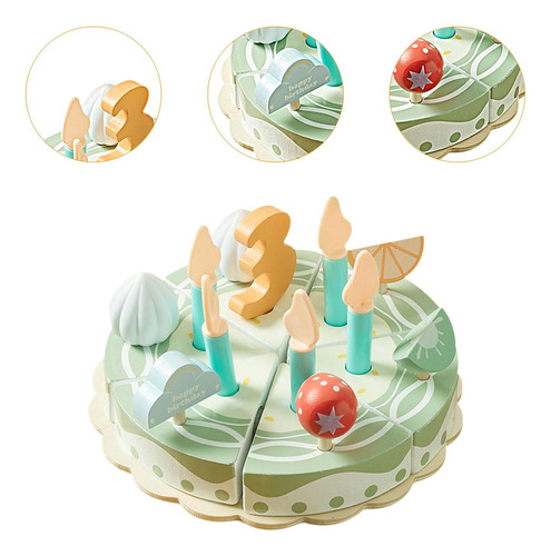 Juguete De Pastel De Cumpleaños De Madera, Juego De