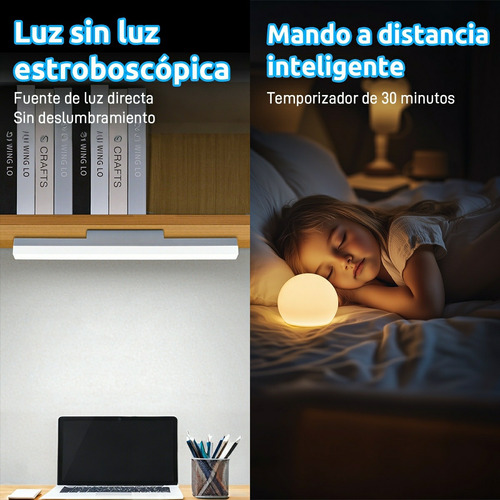 Lámpara De Pared Luz Rgb 40cm Control Bateria Recargable Led