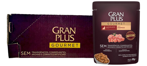 Caixa 18un Sachê Para Gatos Filhotes Frango 85g Gran Plus