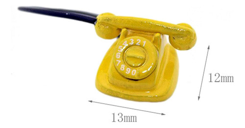 0 Teléfono Vintage De Casa De Muñecas De Madera Amarillo