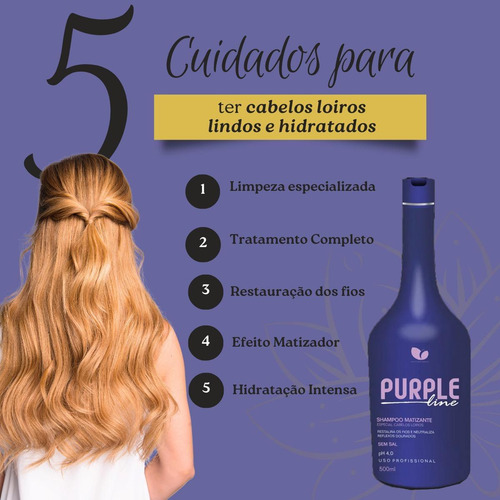 Shampoo Desamarelador Matizante Hidratação 500 Ml Violeta