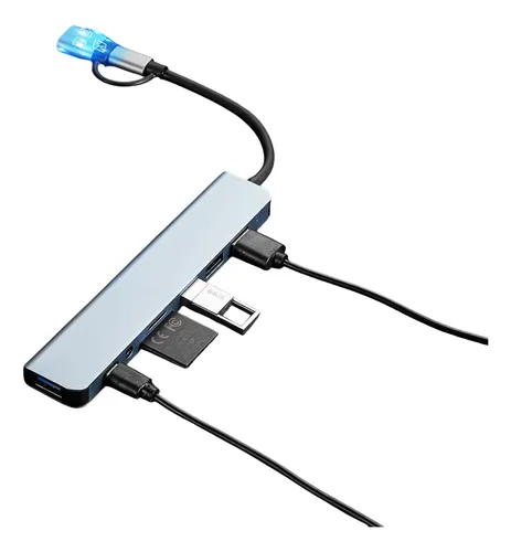 Hub Adaptador Portátil Usb C 8 Puertos Hdmi Tipo C Sd Plug