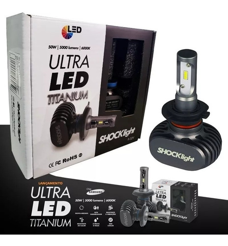 Kit Lampada Ultra Led Automotiva Shock Light Xenon H8 6000k