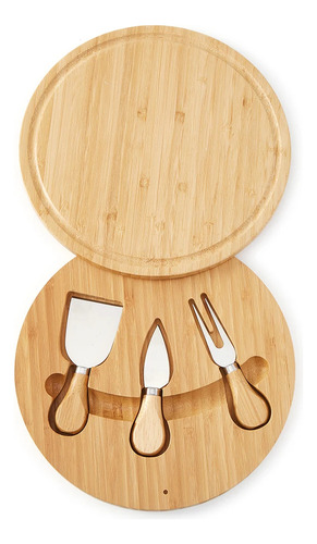 Tabla De Quesos De Madera De Bambú Con 3 Cuchillos Tablas