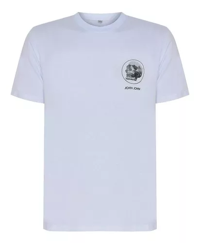 Camiseta masculina premium branca caveira preta - JOHN VERDAZZI
