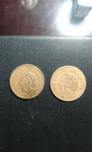 2 Monedas De Colección De Cincuenta Centavos Cuauhtémoc 5556