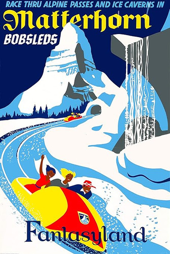 Matterhorn Bobsleds Póster De Disney 11 X 17 Vintage