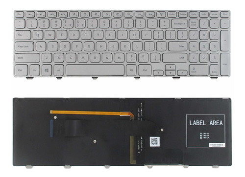 Teclado Usa Para Dell Inspiron 15-7000 7537 Series Silver Us