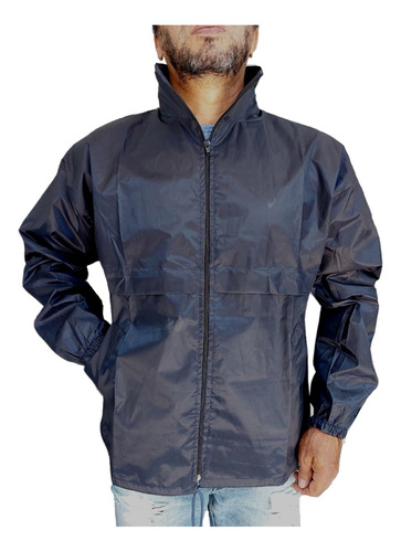 Campera Rompeviento Hombre Capucha Liviana Lluvia T Grande