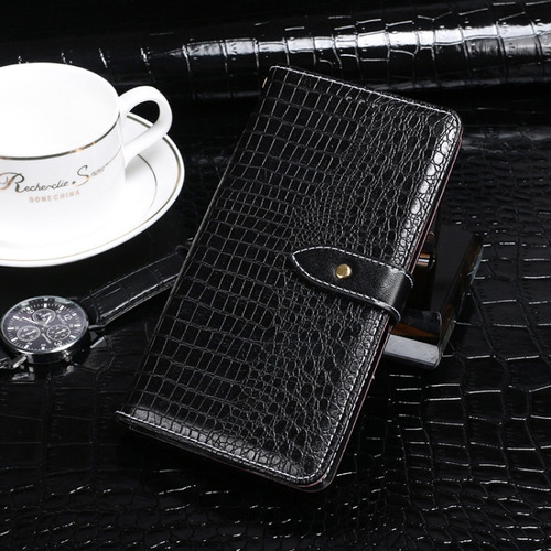 Estojo De Couro Preto Idewei Crocodile Texture Horizontal Fl