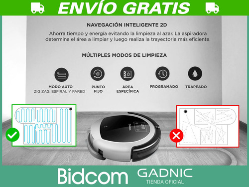Aspiradora Inteligente Robot Trapeadora Gadnic + Control App