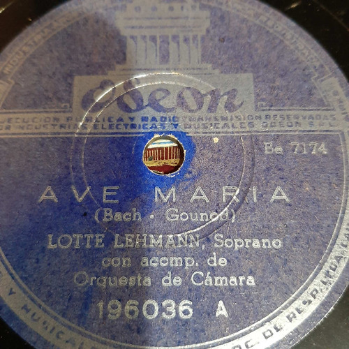 Pasta Lotte Lehmann Acomp Orq Camara Odeon C180