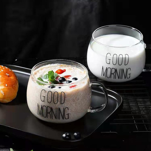 Taza Jarro Bombe Vidrio Doble Mug Cafe 250 Ml Pettish Online Color Good Morning 300ml