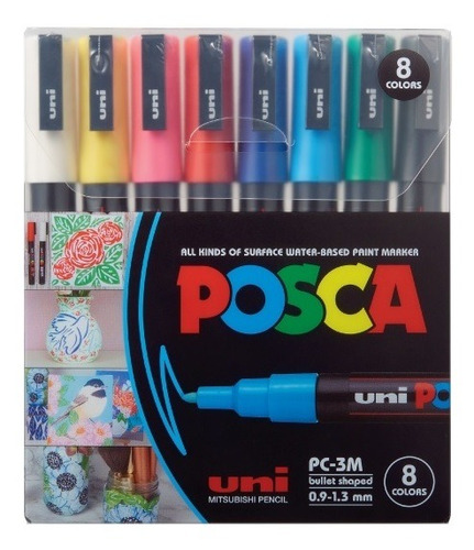 Uni-posca 22722 Marcador Fibra Pc-3m Surtidos X8