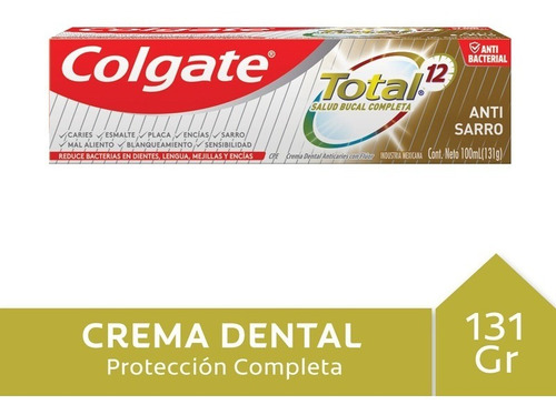 Crema Dental Colgate Total 12 Antibacterial Antisarro  131 G