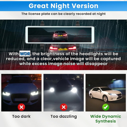 Mirror Dash Cam Wireless Carplay Android Auto, Pantalla _310