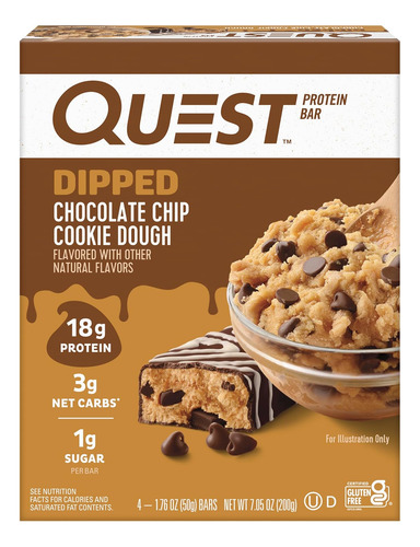 Quest Bar Barra De Proteína Dipped Chocolate Chip 4 Barras