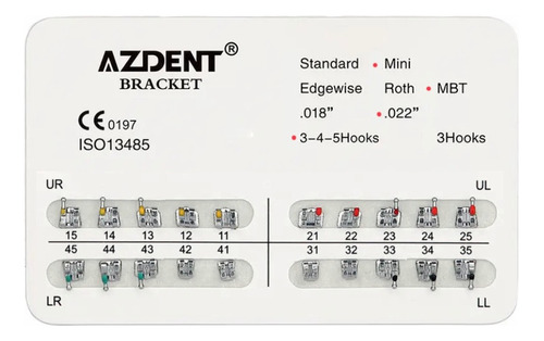 Brackets De Ortodoncia Metálicos Roth Mtb 0.22 Azdent