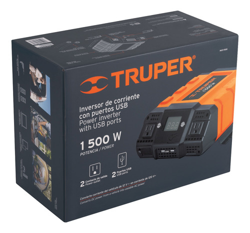 Inversor De Corriente Automotriz De 1500 Truper 10492