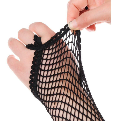 Guantes Mitones Red Con Puntilla Sin Dedos Medianos Negros