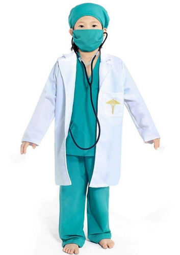 Disfraz Doctor Uniforme Completo Unisex+ Estetoscopio Medico