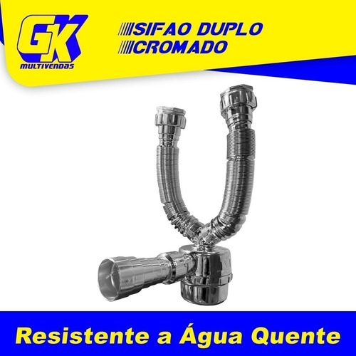 Sifao Cromado Pvc Duplo Com Copo Resistente Agua Quente