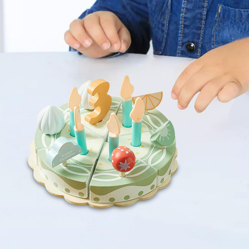 Juguete De Pastel De Cumpleaños De Madera, Juego De