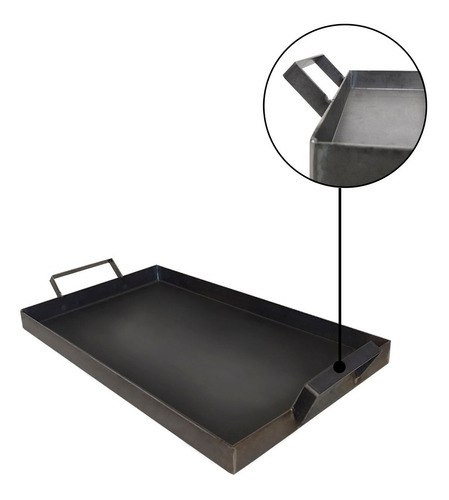 Imagen 3 de 10 de Plancha Bifera Acero Inox Feroz 2 Hornallas 44x26 Cm Rustica